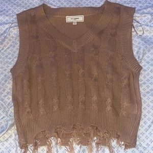 Brown sweater vest.